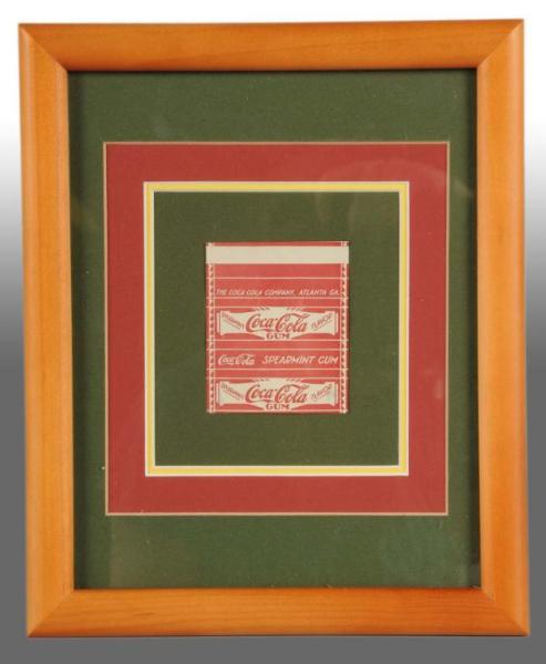 Appraisal: Framed Coca-Cola Gum Wrapper Description This gum wrapper is cited