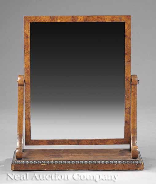 Appraisal: A William IV Burled Walnut Dressing Mirror c with rectangular