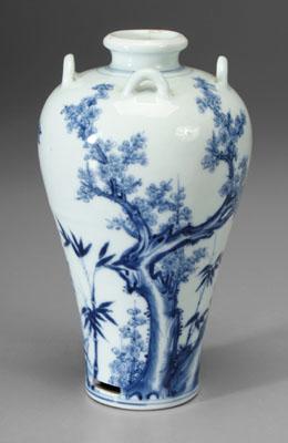 Appraisal: Chinese blue and white meiping vase unusual form with four