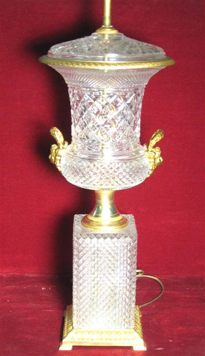 Appraisal: Large Continental gilt bronze mounted cut glass urnearly th century