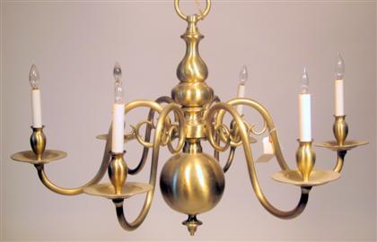 Appraisal: Dutch style six arm brass chandelier th century