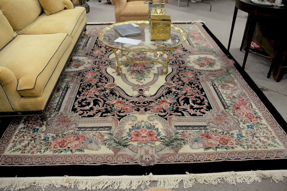 Appraisal: Oriental carpet Aubusson design ' x ' Oriental carpet Aubusson