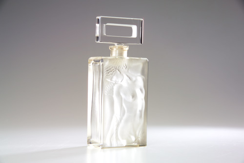 Appraisal: INGRID Perfume bottle in clear and frosted crystal s Paper