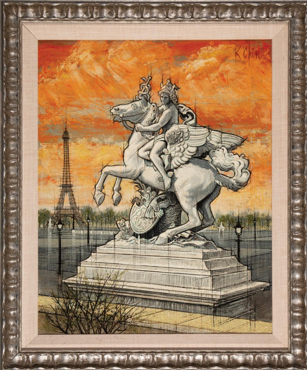 Appraisal: K Chin American - Place de la Concorde oil on