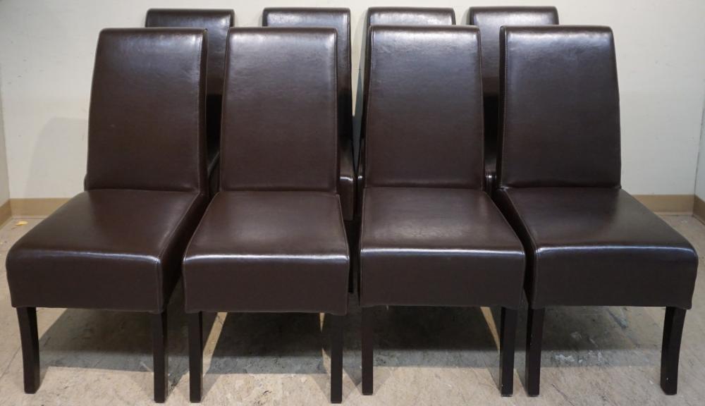 Appraisal: Set of Eight Palecek Brown Leather Upholstered Dining Chairs