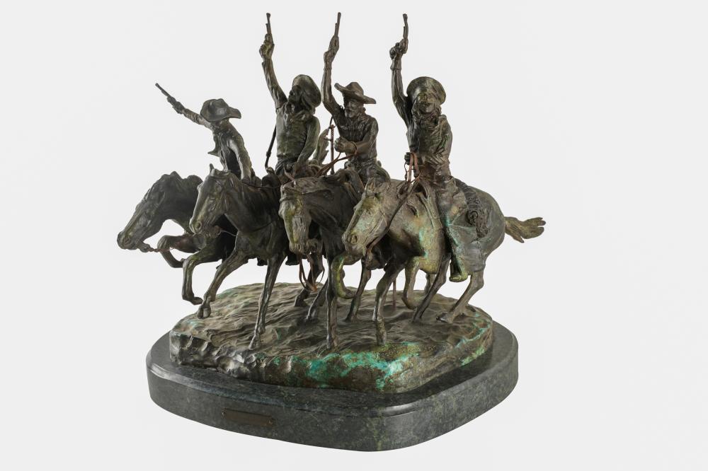 Appraisal: AFTER FREDERIC REMINGTON COMING THORUGH THE RYE bronze with green