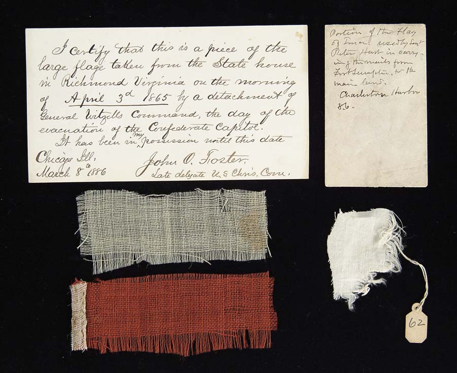 Appraisal: FRAGMENTS OF CIVIL WAR FLAGS Originally displayed on x -