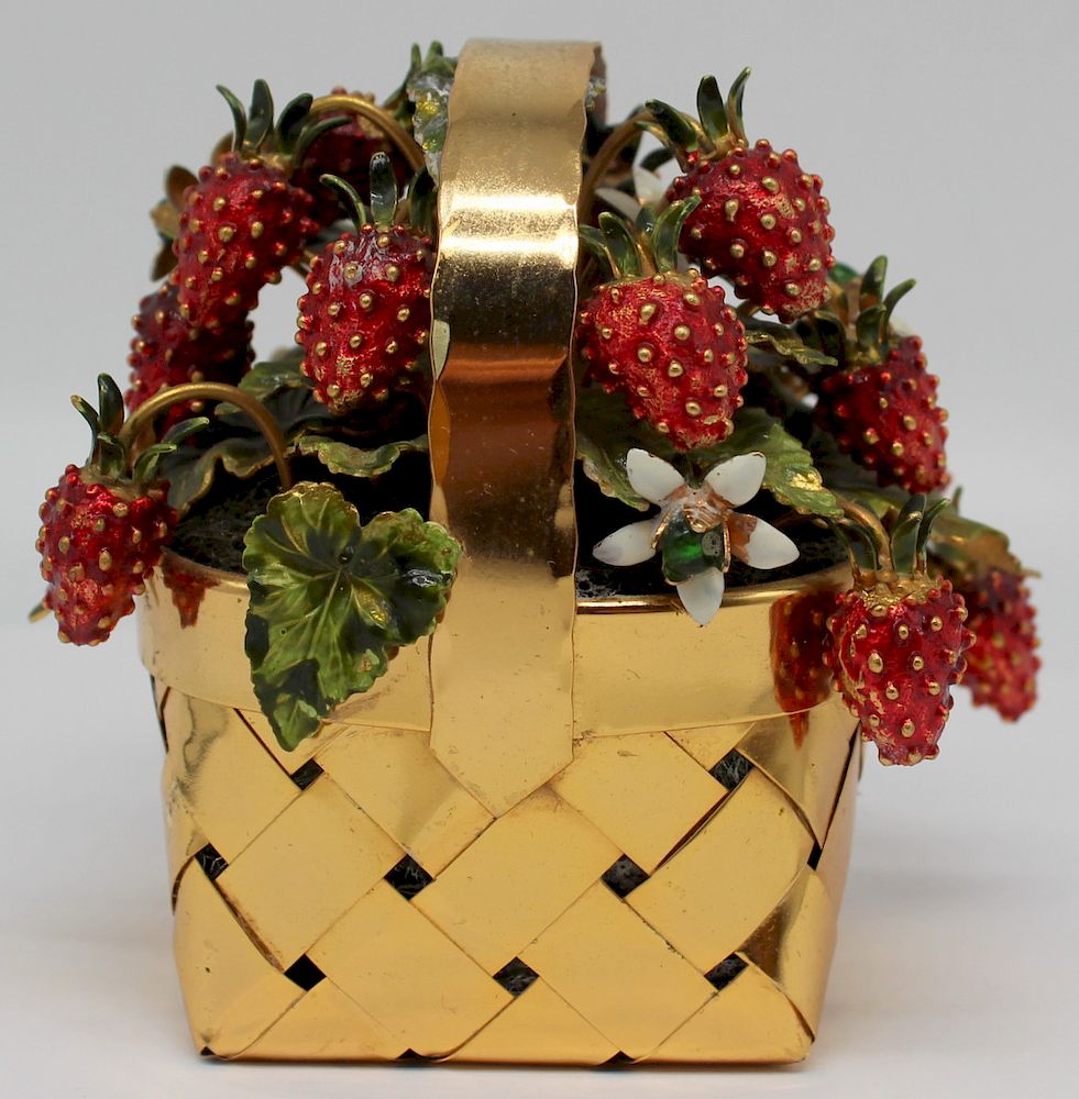 Appraisal: STERLING Cartier Gilt Silver and Enamel Basket Cartier gilt sterling