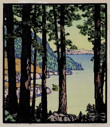 Appraisal: FRANCES GEARHART Untroubled Waters Color woodcut circa x mm x