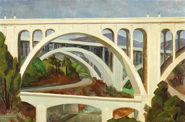 Appraisal: Frode Nielsen Dann American - Colorado Street Bridge Pasadena signed