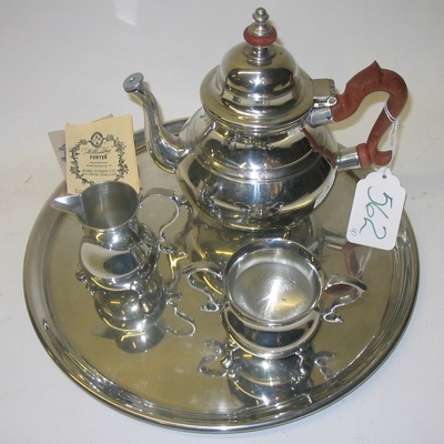 Appraisal: A FOUR PIECE WILLIAMSBURG PEWTER TEA SET made by Kirk