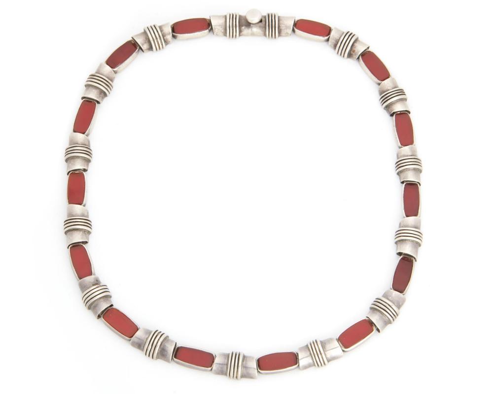 Appraisal: An Antonio Pineda silver and carnelian necklace - Taxco Mexico