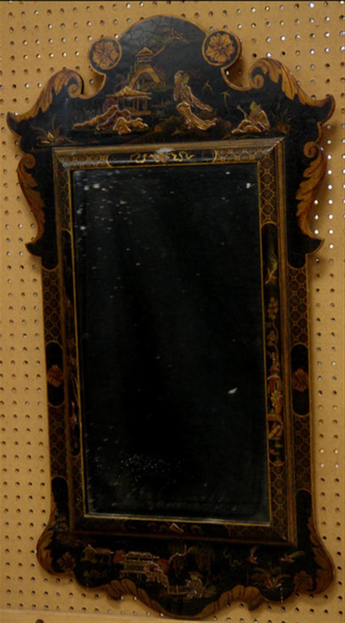 Appraisal: Lacquered chinoiserie decorated oak Georgian wall mirror glass probably replaced