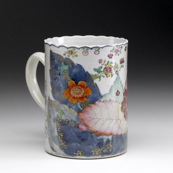 Appraisal: CHINESE EXPORT Cider mug with floral decoration ca - x