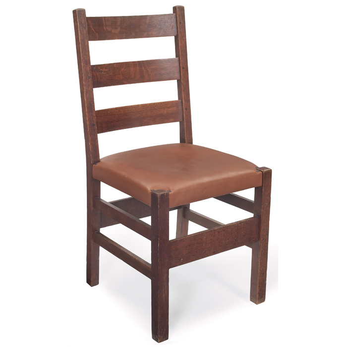 Appraisal: Gustav Stickley side chair three horizontal slats at back over