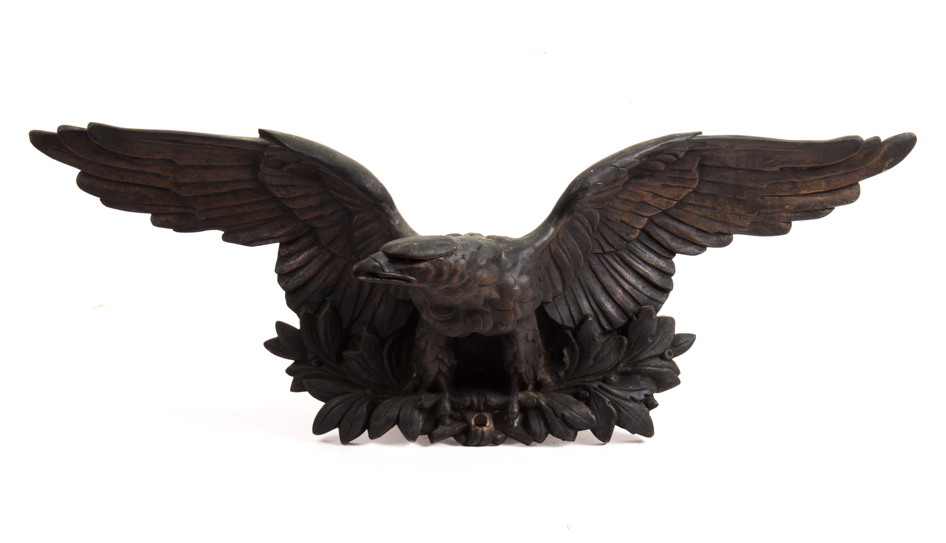 Appraisal: Cast iron eagle mid- th century bronze patina modeled as