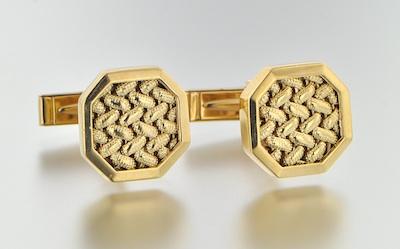 Appraisal: A Pair of k Gold Cufflinks k yellow gold cufflinks