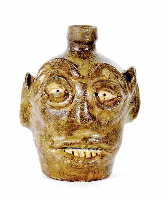 Appraisal: Rare Southern stoneware slave-made face jug Bath South Carolina circa