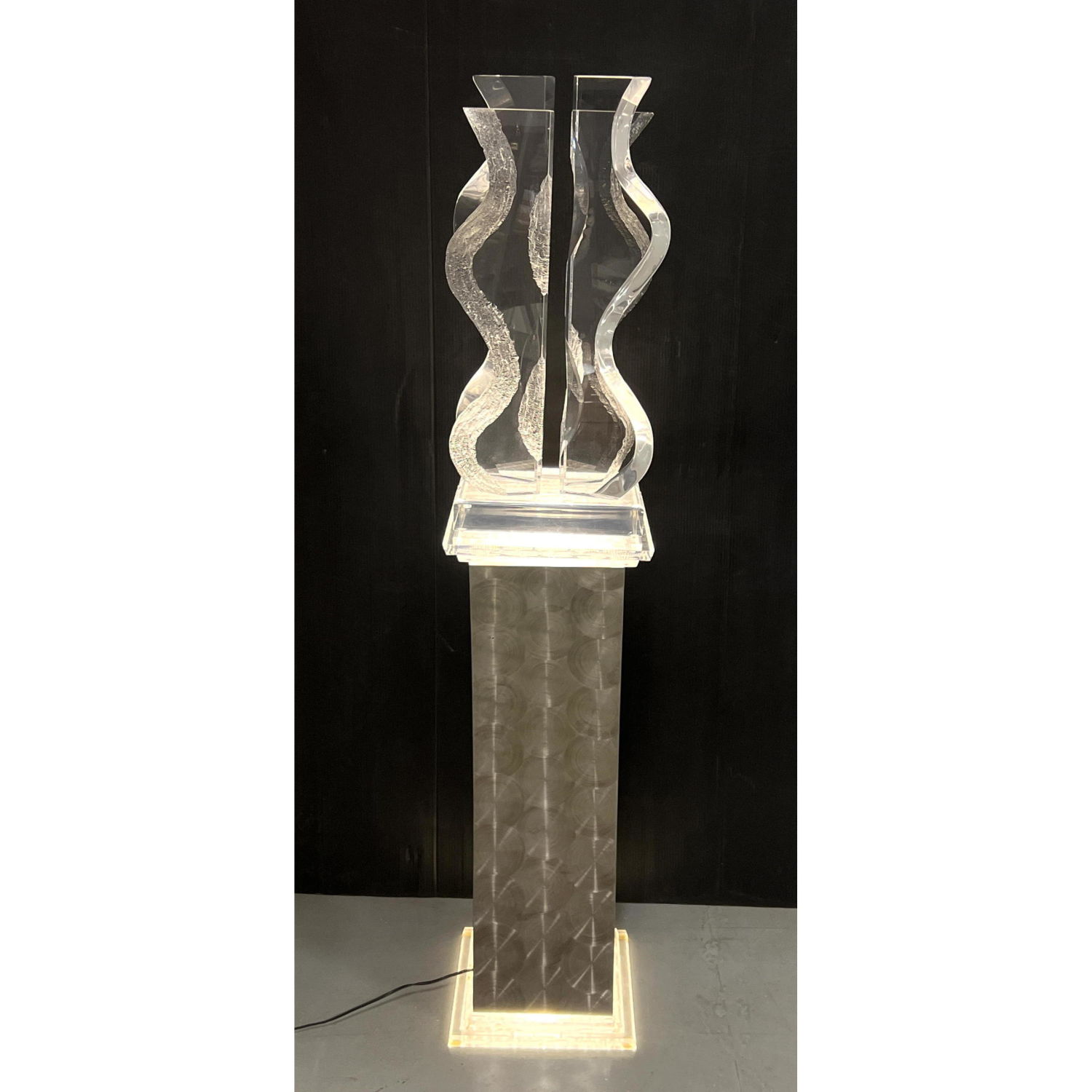 Appraisal: HAZIZA Abstract Modernist Lucite Sculpture Light Up Display Stand Sculpture