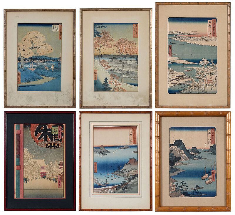 Appraisal: Utagawa Hiroshige Japanese - three prints from the series Rokujuyoshu