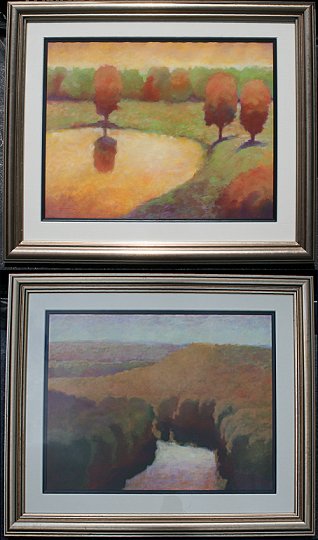 Appraisal: PAIR OF LARGE ILLEGIBLY SIGNED PASTEL LANDSCAPES '' x ''