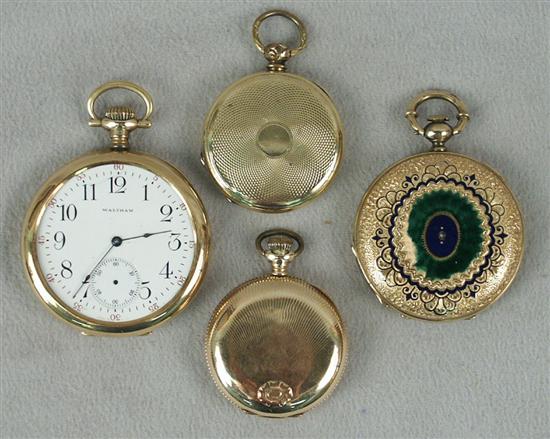 Appraisal: THREE GOLD POCKET WATCHES AND A GOLD PENDANT Waltham K