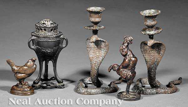 Appraisal: A Group of Antique Continental Bronzes including a pair of