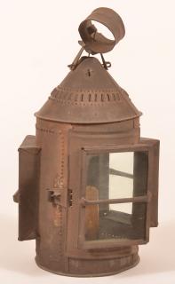 Appraisal: th Century punched Tin Candle Lantern th Century punched Tin