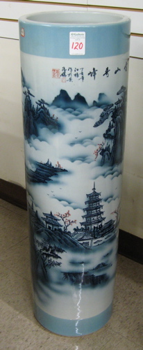 Appraisal: LARGE CHINESE PORCELAIN FLOOR VASE the cylindrical vessel with blue