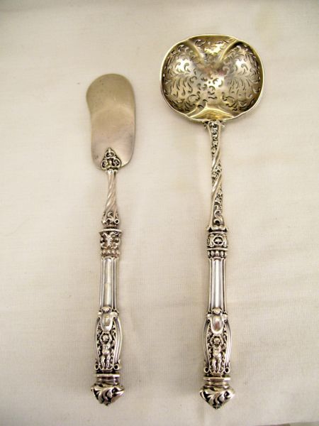 Appraisal: - Matching French Dessert Serving Items Includes Pierced serving spoon