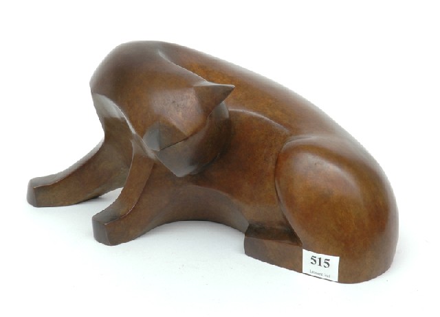 Appraisal: A BRONZE FIGURE OF A CAT Gerard Boudon The stylised