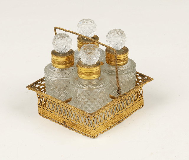 Appraisal: A FRENCH PALAIS ROYALE SET OF FOUR GLASS SCENT BOTTLES