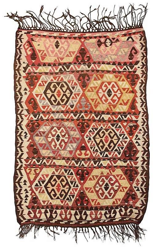 Appraisal: Turkish Kilim early th century six medallions separated by geometric