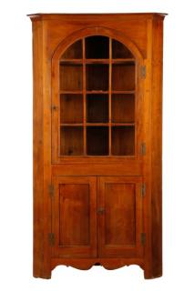 Appraisal: American Walnut Glass Door Corner Cabinet American late th early