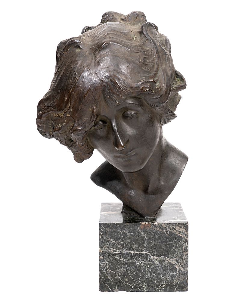 Appraisal: Janet Scudder Bronze Bust on Marble Base Janet Scudder American