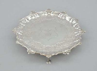 Appraisal: A Silver Salver with Armorial Crest by William Peaston London