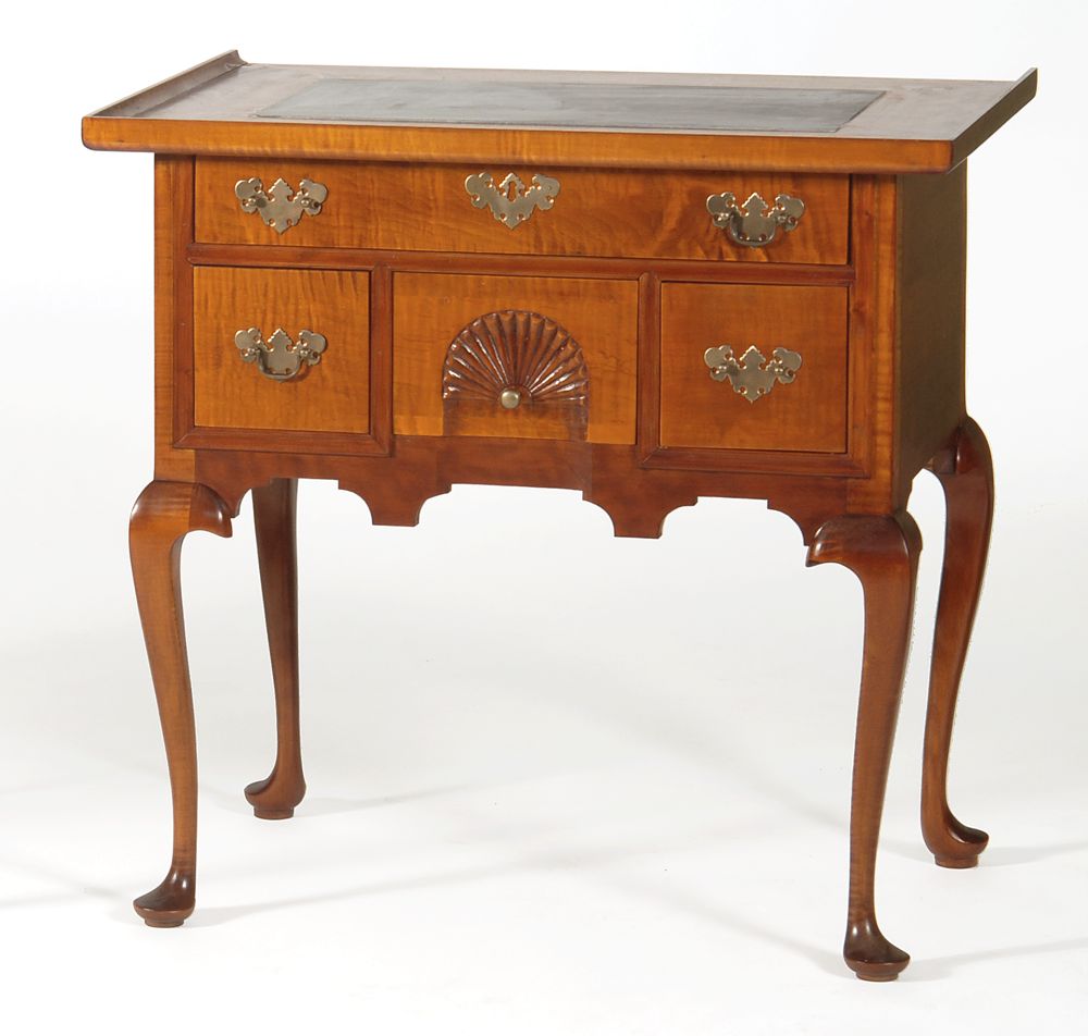 Appraisal: ELDRED WHEELER QUEEN ANNE-STYLE LOWBOY In cherry and tiger maple