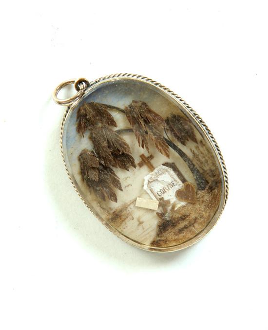 Appraisal: MOURNING PENDANT Probably American nd half- th century hair and