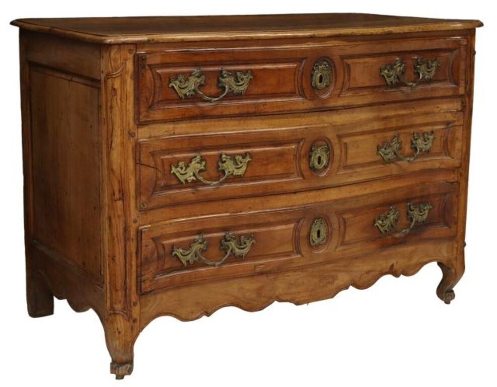 Appraisal: French Louis XV style walnut commode th th c having