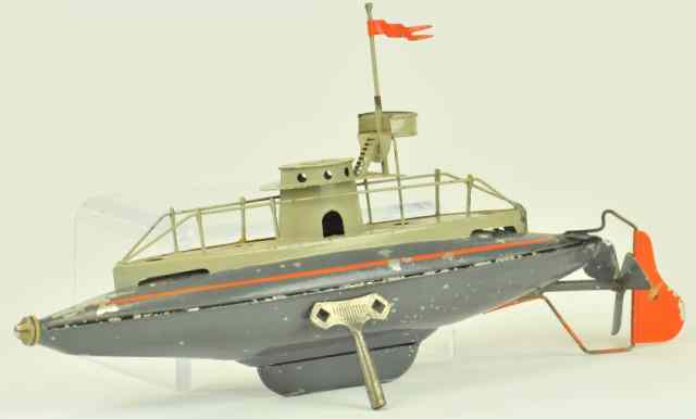 Appraisal: BING SUBMARINE Germany c hand painted in grey extensive detail