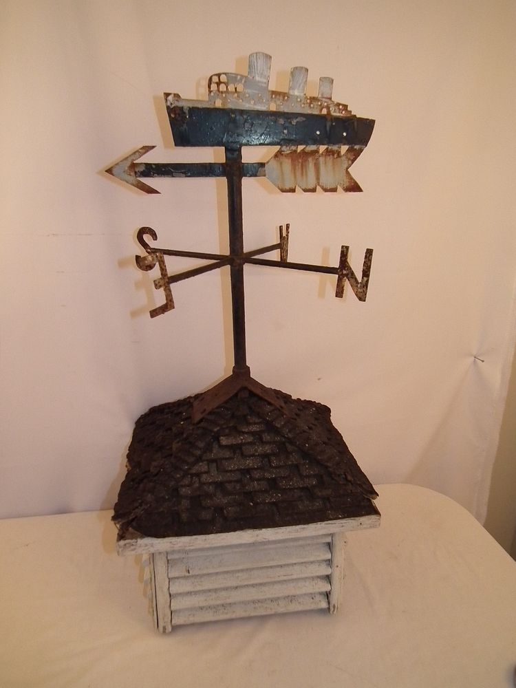 Appraisal: STEAM SHIP WEATHERVANE CUPOLA Old sheet metal cutout weathervane in