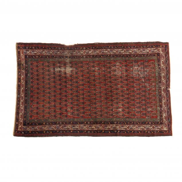 Appraisal: KURDISH RUG Burnt orange field with repeating motif multiple borders