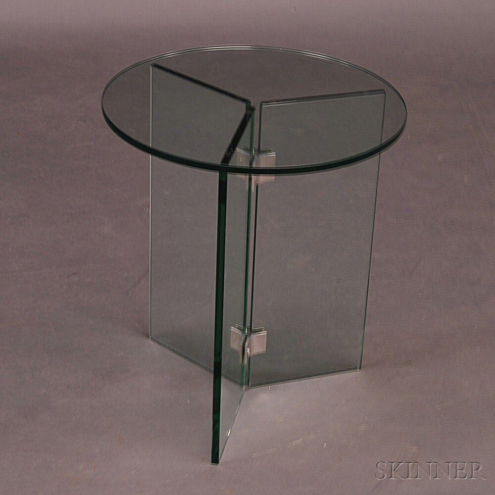 Appraisal: Pace Glass Side Table the round top resting on three