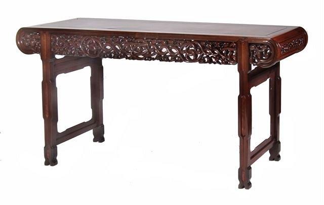 Appraisal: AN ANTIQUE CHINESE CARVED HARDWOOD ALTAR TABLE of large proportions