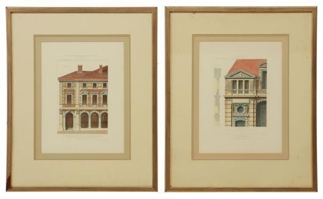 Appraisal: lot of Framed architectural engravings on paper plates from Revue