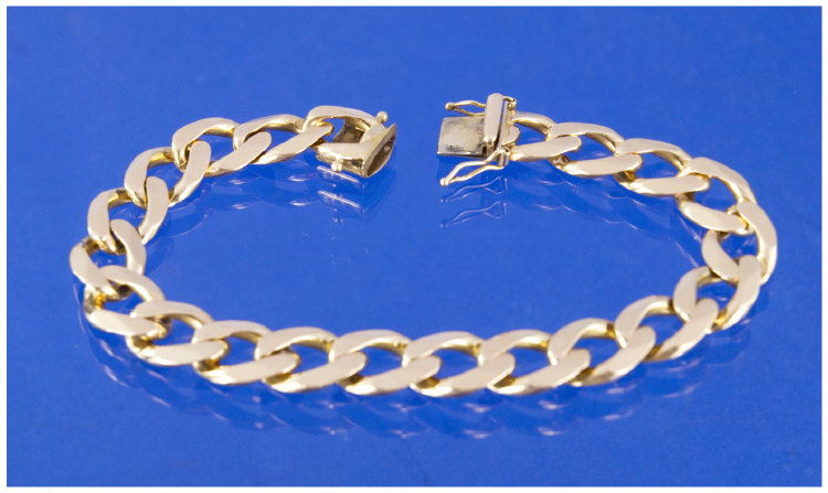 Appraisal: Gents ct Gold Flat Curb Bracelet Fully Hallmarked Length Inches