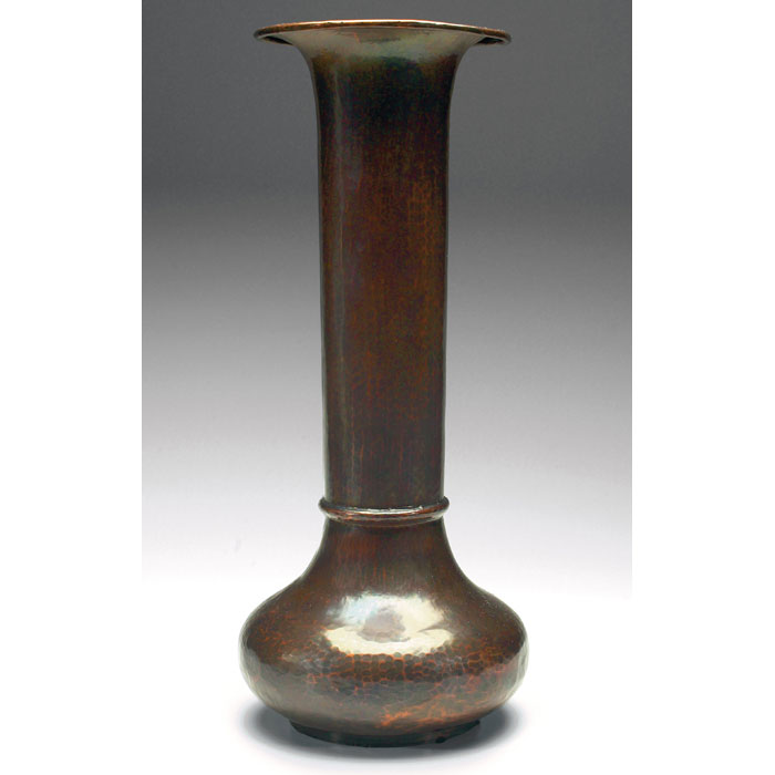 Appraisal: Nice Stickley Brothers vase large flaring shape in hammered copper