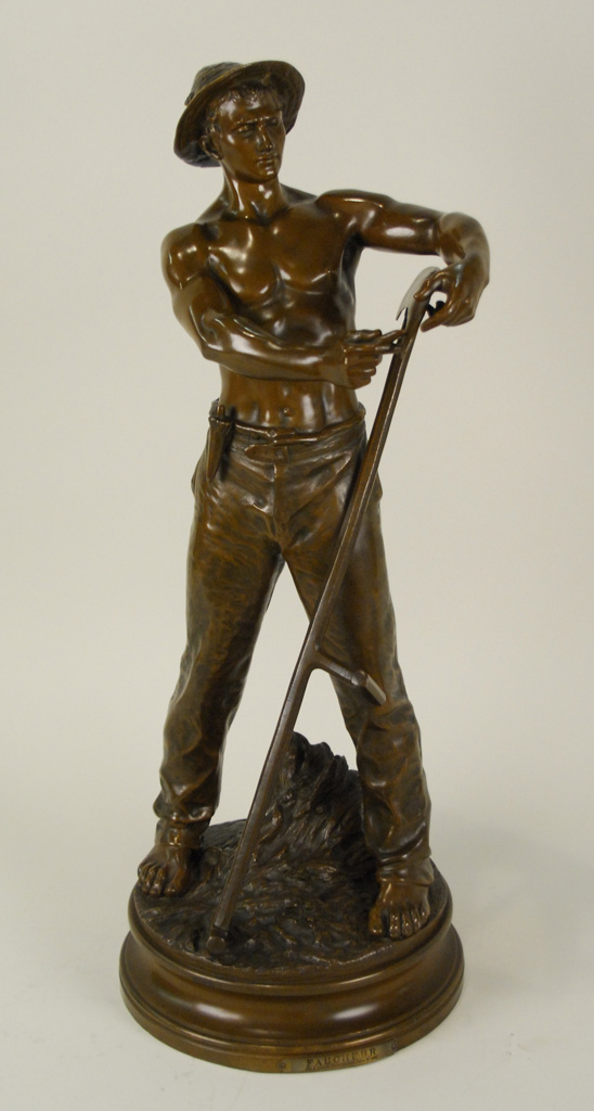 Appraisal: ADRIEN-ETIENNE GAUDEZ French - LE FAUCHEUR The Reaper bronze with