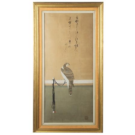 Appraisal: Japanese School th Century Birds of prey beneath an inscription