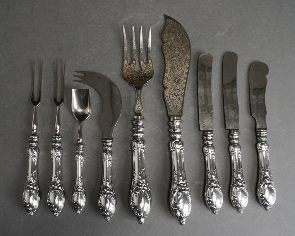 Appraisal: NINE-PIECE IMPERIAL RUSSIAN -SILVER HANDLED SERVING SETNine-Piece Imperial Russian -Silver